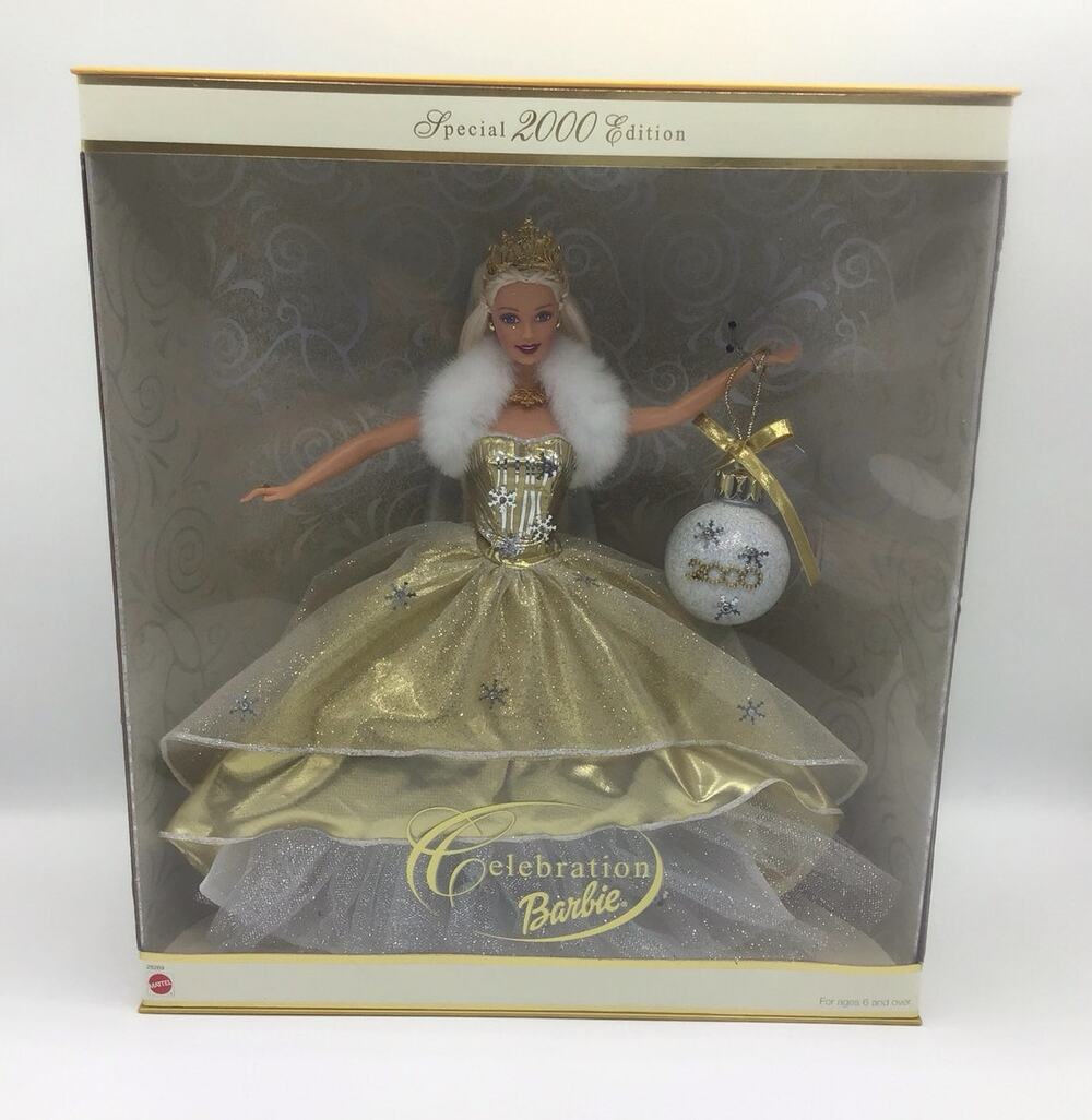 Vtg 2000 Special Edition Celebration Barbie Doll Gold Gown Holiday NRFB 28269